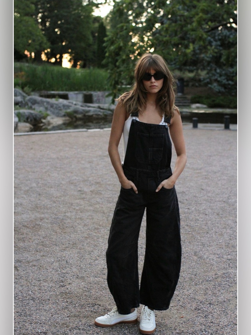 Free People Good Luck Barrel Overalls Denim Black Soundwave Medium